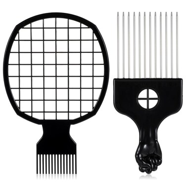 2pcs Afro Picks for Men,Hair Pick for Black Men,Metal Hair Pick and Twist It up Comb for Wig Braid,Afro Pick &amp; Twist Comb for Women Men,Curly Hair Detangling,Styling and Lifting