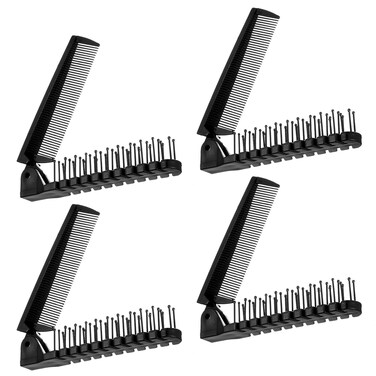 4 Pcs Folding Comb, Travel Foldable Brush Comb, Compact Pocket Hair Comb Double Headed Hair Brush Small Folding Hair Brush Anti-Static Hairdressing Tools for Men Women