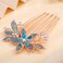 Aimimier Bridal Wedding Flower Leaf Crystal Hair Comb Dainty Rhinestone Gem Side Combs Long Teeth Hair Pins Floral Hair Accessories for Women Girls(Blue)