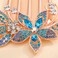 Aimimier Bridal Wedding Flower Leaf Crystal Hair Comb Dainty Rhinestone Gem Side Combs Long Teeth Hair Pins Floral Hair Accessories for Women Girls(Blue)