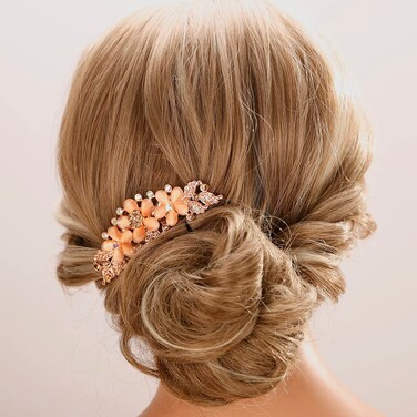 Aimimier Vintage Flower Crystal Hair Combs Long Teeth Rhinestone Hair Pins Wedding Bridal Hair Accessories Prom Party Hair Jewelry for Women and Girls(Champagne)
