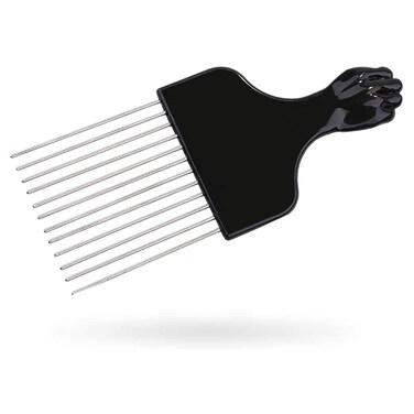 Afro Pick Comb Metal Stainless Steel Teeth Plastic Hair Detangling and Styling Comb for Braids, Wigs, Curly American and Africian Hairs