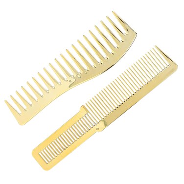 Comb Set, Fine and Wide Tooth Hair Cutting Comb for Hairdressing Salon,professional Shaping &amp; Wet Pick Barber Brush Tools, Suitable for Professional Barber Shops(gold)