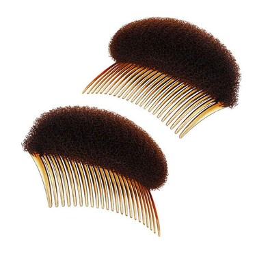 2PCS 28 Teeth Brown Volume Bump Inserts Hair Bases Styling Insert Braid Tool Hair Bump Up Comb Clip Puffy Ponytail Insert Hair Comb Beehive Hair Styler Hair Accessories for Women DIY Hairstyles