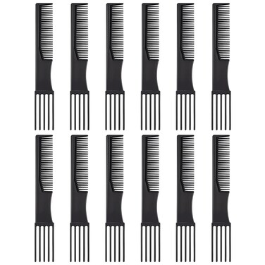 FERCAISH 12 Pcs Carbon Teasing Combs, Plastic Salon Anti Static Teasing Lifting Barber Comb Portable Comb for Women Most Hair Types(Black)