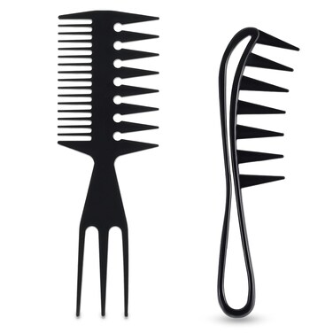 2 Pcs Men's Hair Styling Combs set Pompadour Wide Tooth Comb Texture Comb for Slicked Back, Adding Volume, Fauxhawk, 3 in 1 Hair pick Double Side Afro Comb for Hairstyle