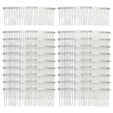 Lawie 20 Pack Bulk 30 Teeth Large Wide Metal Silver Side Hair Combs Base Wire Twist Hair Comb Clips Wedding Bridal Veil Combs Decorative Headpiece French Twist Updo Bun Holder Accessories