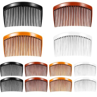 Chuangdi 12 Pieces French Side Hair Twist Comb Plastic Decorative Hair Comb Clips with Teeth Styling Side Combs air for Fine Women Accessories(23 Teeth)