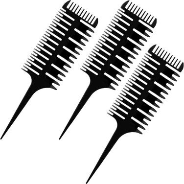 3 Pieces 3 Way Hair Sectioning Comb Weaving Sectioning Foiling Comb for Hair Styling Dyeing, Coloring, Microbraiding