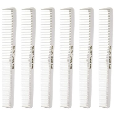 Allegro Barber Combs Set - 400 Cutting and Styling Combs, 6 Pocket Combs for Hair Stylists (White)
