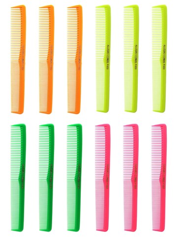 Allegro Combs 400 Barber Combs Cutting Combs All Purpose Combs 12 Pk. (Neon Mix)