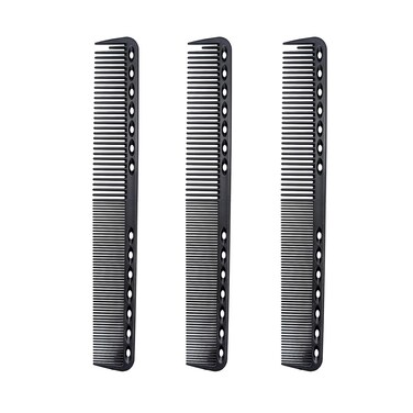 3pcs Professional Styling Fine Cutting Combs 7 Inch Carbon Fiber Anti Static and Heat Resistant Comb for Salon and Home, Fine and Medium Tooth Comb for Men and Women (Black)