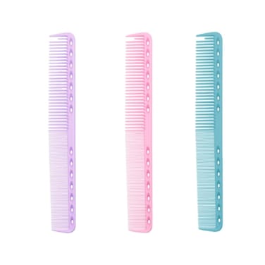 Barber comb, Professional 3-Piece Fine Cutting Comb Set, 7 Inch Carbon Fiber - Pink, Blue, Purple