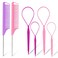 TsMADDTs Hair Loop Tool Set, 6Pack with 2Pairs French Braid Tool Loop 2Pcs Rat Tail Comb for Hair Styling, Purple&amp;Pink