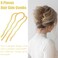 8 Pieces Hair Side Combs, Metal Hair Fork Clip Hair Pins for Buns Hair Updo U-Shape Hair Sticks for Women Hair Styling Tool Accessories (mixed)