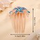 Aimimier Flower Crystal French Hair Comb Luxury Rhinestone Side Combs Long Teeth Hair Pins Hair Accessories for Bride and Bridesmaid(Blue)