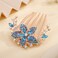 Aimimier Flower Crystal French Hair Comb Luxury Rhinestone Side Combs Long Teeth Hair Pins Hair Accessories for Bride and Bridesmaid(Blue)