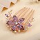 Aimimier Flower Crystal French Hair Comb Luxury Rhinestone Side Combs Long Teeth Hair Pins Fashion Hair Accessories for Women (Purple)