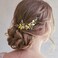 Aukmla Leaf Bride Wedding Hair Comb Flower Bridal Hair Pieces Rhinestones Side Comb Hair Accessories for Women and Girls (Pack of 2) (Gold)