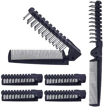 6PCS Travel Foldable Hair Comb, Anti-Static Brush Comb Portable Folding Comb, Double Headed Hair Brush Plastic Folding Comb for Men Women (Dark Sapphire Blue)