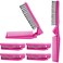 6PCS Travel Foldable Plastic Comb, Hot Pink Folding Hair Brush, Anti-Static Hair Comb Mini Pocket Comb for Men Women