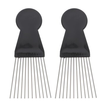 KALLORY Detangling Comb 2pcs for Braid Tools Metal Afro Black Women Men Lift Styling Wig Salon and Combs Detangle African Comb Hair Barber Hairdressing Pick Male Picks Home American Afro Pick