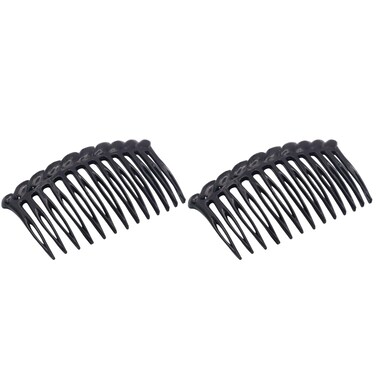 Parcelona French Twisted Edge Black 3&rdquo; Celluloid Set of 2 Flexible 13 teeth Side Hair Combs for Women and Girls