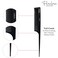 Parcelona French Pro Grooming Black Large 8 1/4&rdquo; Made in France Set of 2 Carbon Salon Hair Styling Smoothing and Tail Hair Combs