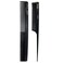 Parcelona French Pro Grooming Black Large 8 1/4&rdquo; Made in France Set of 2 Carbon Salon Hair Styling Smoothing and Tail Hair Combs