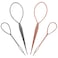 Herina 6Pcs Hair Styling Loop Tool Set - 4 Braid Makers, 2 Metal Pin Tail Combs with Stainless Steel Handles