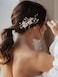 SWEETV Wedding Hair Comb for Bridal Hair Accessories, Handmade Flower Bridal Hair Clip Hair Pieces, Gold, 5.12 *2.75 inches, 1 Count (Pack of 1)