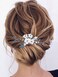 Earent Bride Wedding Flower Hair Comb Blue Crystal Hair Piece Bridal Hair Accessories Wedding Leaf Side Combs for Women