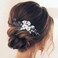 Earent Bride Wedding Flower Hair Comb Blue Crystal Hair Piece Bridal Hair Accessories Wedding Leaf Side Combs for Women