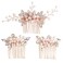 Bridal Hair Comb - Bendable Pearl Crystal Hair Accessory for Women at Wedding, Rose Gold
