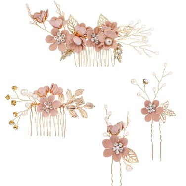 NUOBESTY 4pcs Bridal Hair Combs Bridal Rhinestone Hairpins for Brides Bridesmaid Wedding Hair Accessories
