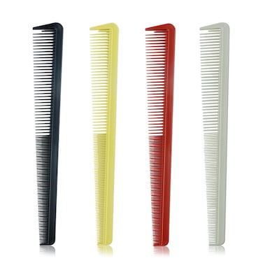 4 Pieces Taper Comb Set, Barber Hair Combs Anti Static Heat Resistant Cutting Comb Hairdressing Comb for Men Women Salon or Hotel Hair Care (Black/White/Red/Yellow)