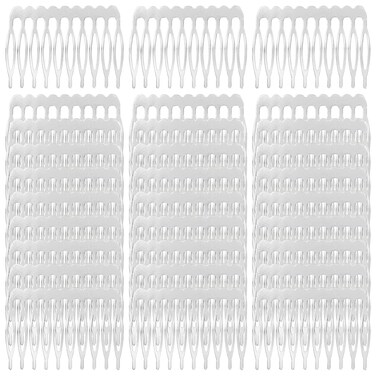 Cinaci 30pcs DIY Plain Blank Craft Silver Metal Hair Side Combs Slides with 10 Teeth Wedding Bridal Veil Combs Headpieces French Twist Bun Hair Clips for Women Flower Girls Brides (Silver-30 Pack)