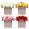 Cinaci 4 Pack Artificial Flower Plastic Hair Side Combs Slides Clips Rose Floral Wedding Bridal Headpieces Hairpins Barrettes Bun Chignon Hair Accessories for Women Flower Girls Brides Bridesmaids