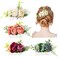 Cinaci 4 Pack Silver Metal Hair Side Combs Slides with Artificial Rose Flower Floral Wedding Bridal Headpieces Clips Hairpins Barrettes Bun Chignon Hair Accessories for Women Flower Girls Bridesmaids