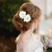 Cinaci 6 Pieces Wedding Party Prom Double Rose Flower French Twist Hair Side Combs Slides with 20 Teeth Floral Hair Pins Headpieces Accessories for Women Girls