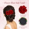 Cinaci 6 Pieces Wedding Party Prom Double Rose Flower French Twist Hair Side Combs Slides with 20 Teeth Floral Hair Pins Headpieces Accessories for Women Girls