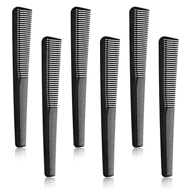 2 in 1 Barber Comb for Hair Stylist, 6 Pcs Carbon Fiber Taper Comb Loc Comb Hair Cutting Comb Wide and Fine Tooth Comb Heat Resistant Styling Comb Salon Hairdressing Comb for Men, Women, Hair Stylist
