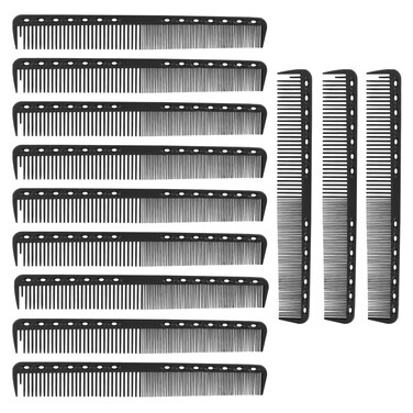 12pcs Carbon Fine Wide Accessories Cutting All Staic Combs Haircut and for Hairstylist Styling Hair Hairdressing Comb Tooth Salon Most Women Fiber Professional