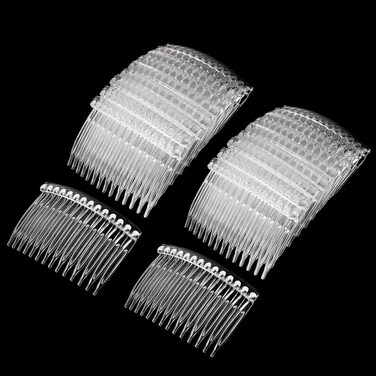 Plastic Hair Side Comb, 20 Pcs Clear Teeth Hair Combs Small Side Comb Thin Fine Hair Pins Mini Barrettes Transparent Headpiece French Twist Bun Accessories for Women Bridal Wedding Veil Decorative