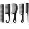 5 pcs Hair Comb Set Wide Tooth Comb for Detangling Fine Tooth Rat Tail Comb for Styling Shower Comb with Hook Women Men (Black)