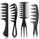 Sieral 4 Pcs Hair Comb Styling Set Double Side Tail Combs with Pick Barber Wide Tooth Tool for Men Women Beard Hairstylist Tools African American Accessories, Black, 4 Styles