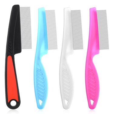 4 Pcs Dandruff Comb Psoriasis Comb Stainless Steel Fine Tooth Comb For Dandruff Metal Lice Comb Professional Fine Tooth Dandruff Comb Remover Grooming Tool For Adult Blue Black White Pink