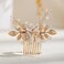 AW BRIDAL Ceramic Flower Wedding Hair Accessories for Brides Wedding Hair Combs Gold Bridal Hair Pieces for Women Girls