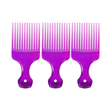 Lurrose 3pcs Hair Pick Comb Curly Hair Afro Comb Lift Detangle Hair Comb No Frizz Wide Tooth Comb Hair Styling Tool for Combing Detangling African American Hairstyles Purple