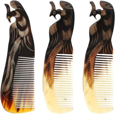 3pcs Phoenix Horn Comb Guasha Scraping Scalp Comb Pocket Horn Comb Massage Hair Brush Natural Comb Massage Comb for Scalp Women Massage Comb Miss Manual Horns Scraping Comb